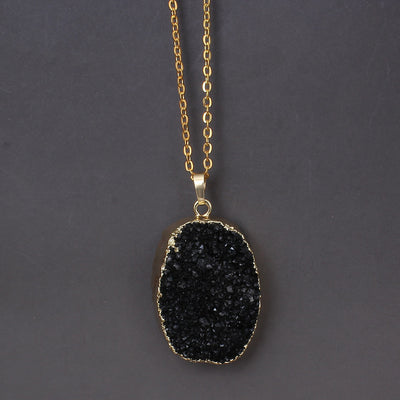 Natural Druzy Agate Quartz Stone Necklace Offer