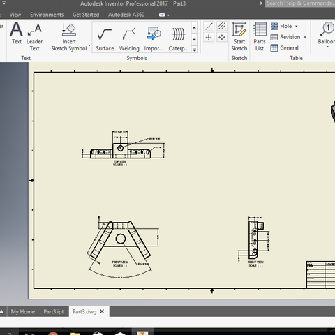 AutoCAD Inventor 3D drawing parts